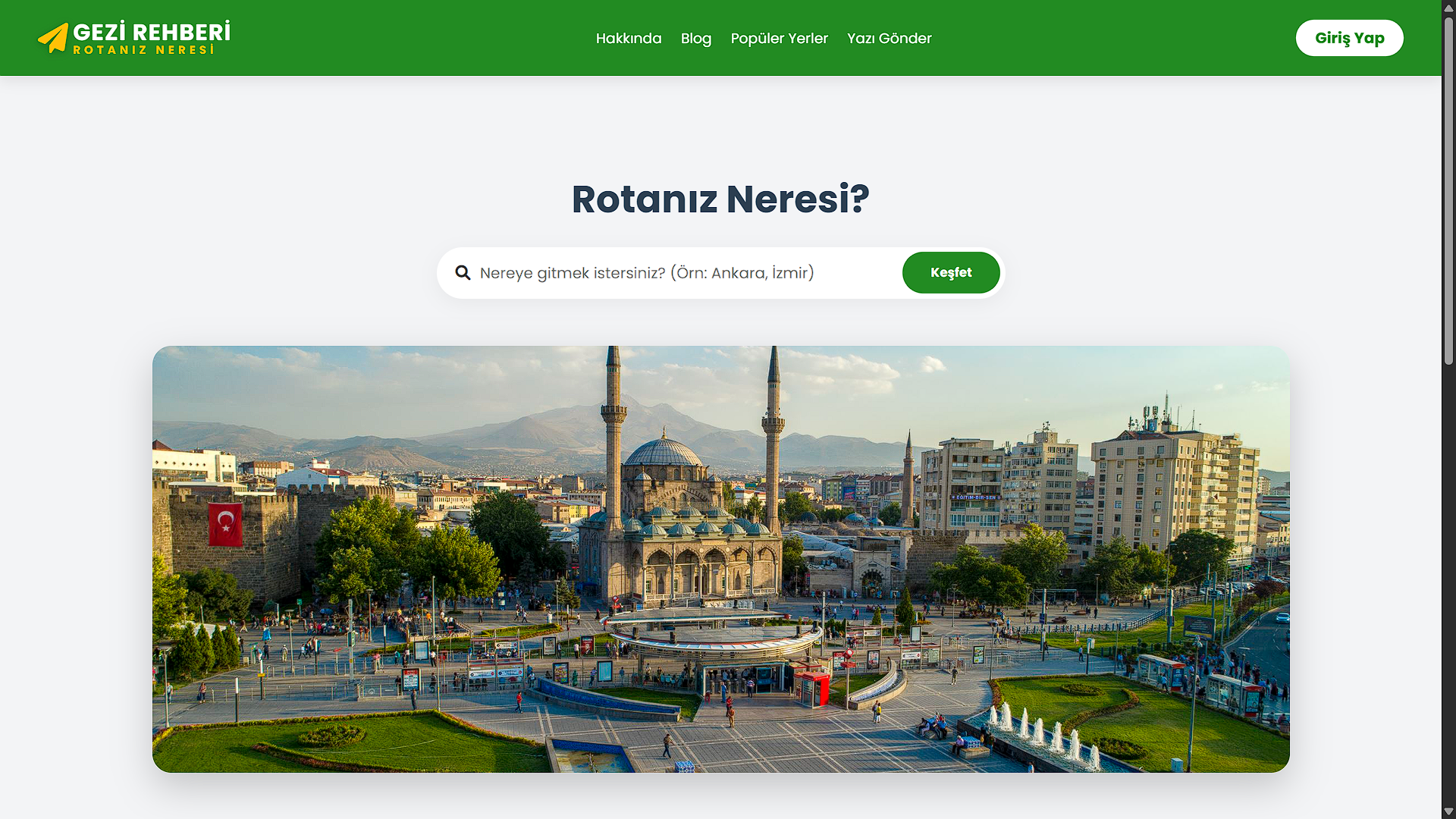 Şehir rehberi platformu hero slider ikinci ekranı