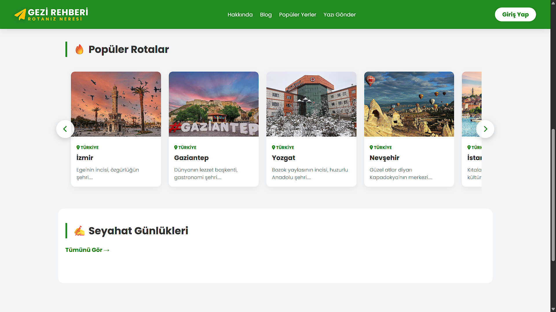 Şehir rehberi popüler rotalar ve önerilen güzergahlar sayfası